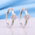 Load image into Gallery viewer, 925 Sterling Silver Adjustable Floral Toe Ring with Pink CZ For Women - Taraash