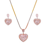 Load image into Gallery viewer, 925 Sterling Silver Baguette CZ Rose Gold Plated Heart Jewellery Set for Women - Taraash