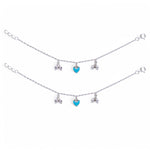 Load image into Gallery viewer, 925 Sterling Silver Blue Enamel Heart with Small Bead Anklet for Kids - Taraash
