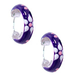 Load image into Gallery viewer, 925 Sterling Silver Blue Enamel White Floral Hoop Earring For Women/ Girls - Taraash