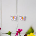 Load image into Gallery viewer, 925 Sterling Silver Butterfly Enamel Kids Stud Earrings for Girls - Taraash