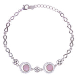 Load image into Gallery viewer, 925 Sterling Silver Circular Pink Mother - of - Pearl with CZ Bracelet for Women - Taraash
