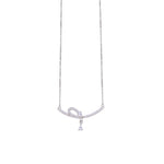 Load image into Gallery viewer, 925 Sterling Silver Curve Bar CZ Charm Necklace for Women - Taraash