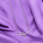 Load image into Gallery viewer, 925 Sterling Silver Curve Bar CZ Charm Necklace for Women - Taraash