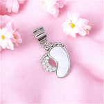 Load image into Gallery viewer, 925 Sterling Silver CZ and Mother Of Pearl Footprint Pendant For Womens - Taraash