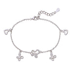 Load image into Gallery viewer, 925 Sterling Silver CZ Butterfly and Heart Charm 7.5" Bracelet for Women - Taraash