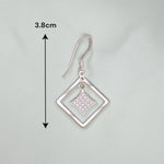 Load image into Gallery viewer, 925 Sterling Silver CZ Double Square Drop Earrings Gift for Women - Taraash