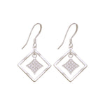 Load image into Gallery viewer, 925 Sterling Silver CZ Double Square Drop Earrings Gift for Women - Taraash