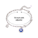 Load image into Gallery viewer, 925 Sterling Silver CZ Evil Eye Link Chain Bracelet for Women - Taraash