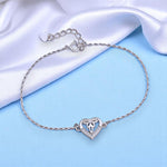 Load image into Gallery viewer, 925 Sterling Silver CZ Heart Charm Chain Bracelet for Women - Taraash