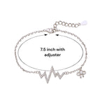 Load image into Gallery viewer, 925 Sterling Silver CZ Zigzag Bow Charm 7.5 Inch Silver Chain Bracelet for Women - Taraash