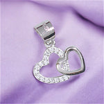 Load image into Gallery viewer, 925 Sterling Silver Double Heart Cubic Zirconia Pendant For Womens - Taraash