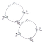 Load image into Gallery viewer, 925 Sterling Silver Double Heart with Small Bead Anklet for Kids - Taraash
