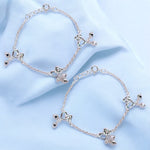 Load image into Gallery viewer, 925 Sterling Silver Double Heart with Small Bead Anklet for Kids - Taraash