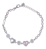 Load image into Gallery viewer, 925 Sterling Silver Double Mother - of - Pearl Heart Bracelet with CZ for Women - Taraash