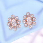 Load image into Gallery viewer, 925 Sterling Silver Elegant Rose Gold Cz Tear Drop Shape Stud Earrings for Women - Taraash
