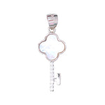 Load image into Gallery viewer, 925 Sterling Silver Elegant White Mother of Pearl Key Pendant with CZ for Women - Taraash