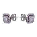 Load image into Gallery viewer, 925 Sterling Silver Emerald Cut CZ with Halo Design Stud Earrings for Women - Taraash