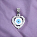 Load image into Gallery viewer, 925 Sterling Silver Evil Eye Heart Pendant with Sparkling Cubic Zirconia For Womens - Taraash