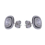 Load image into Gallery viewer, 925 Sterling Silver Flora Black Enamel with CZ Stud Earrings for Women - Taraash