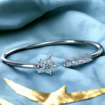 Load image into Gallery viewer, 925 Sterling Silver Floral CZ Openable Bangle For Women - Taraash