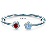 Load image into Gallery viewer, 925 Sterling Silver Floral design Red CZ Bangle For Women - Taraash