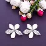 Load image into Gallery viewer, 925 Sterling Silver Flower White Enamel With CZ Stud Earrings for Women - Taraash