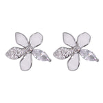 Load image into Gallery viewer, 925 Sterling Silver Flower White Enamel With CZ Stud Earrings for Women - Taraash