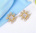 Load image into Gallery viewer, 925 Sterling Silver Gold Plated Cz Square Shape Stud Earrings for Women - Taraash
