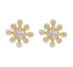 Load image into Gallery viewer, 925 Sterling Silver Gold Plated Cz Square Shape Stud Earrings for Women - Taraash
