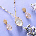Load image into Gallery viewer, 925 Sterling Silver Gold Plated Drop Shape MOP with CZ Jewelry Set for Women - Taraash