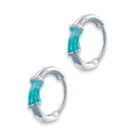 Load image into Gallery viewer, 925 Sterling Silver Green Enameled Hoop Earrings for Girls - Taraash