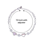 Load image into Gallery viewer, 925 Sterling Silver Heart Pink Mother - of - Pearl & CZ Bracelet - Taraash