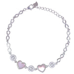 Load image into Gallery viewer, 925 Sterling Silver Heart Pink Mother - of - Pearl & CZ Bracelet - Taraash