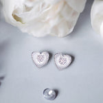 Load image into Gallery viewer, 925 Sterling Silver Heart Shaped CZ Stud Earrings for Women - Taraash