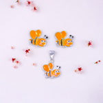 Load image into Gallery viewer, 925 Sterling Silver Honey Bee Silver Pendant and Stud Earring Set for Girls - Taraash