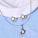 Load image into Gallery viewer, 925 Sterling Silver Kids Tiny Playful Penguin Enamel Jewellery Set for Girls - Taraash