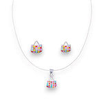 Load image into Gallery viewer, 925 Sterling Silver Multi Color Bag Pendant Chain and Earring Set for Girls - Taraash