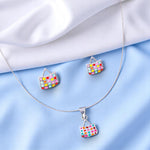 Load image into Gallery viewer, 925 Sterling Silver Multi Color Bag Pendant Chain and Earring Set for Girls - Taraash
