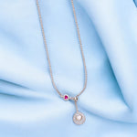 Load image into Gallery viewer, 925 Sterling Silver Necklace with Pink CZ stone and Halo Pendant For women - Taraash