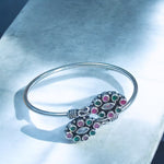 Load image into Gallery viewer, 925 Sterling Silver Oval Shapped Studded Bangle For women - Taraash