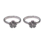 Load image into Gallery viewer, 925 Sterling Silver Oxidised Flower Design Toe Rings for Women - Taraash