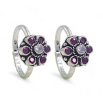 Load image into Gallery viewer, 925 Sterling Silver Oxidized Flower Pattern Toe Rings for Women - Taraash