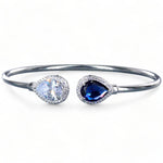 Load image into Gallery viewer, 925 Sterling Silver Pear Drop Shape Blue Cz Bangle For Women - Taraash
