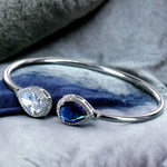 Load image into Gallery viewer, 925 Sterling Silver Pear Drop Shape Blue Cz Bangle For Women - Taraash