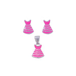 Load image into Gallery viewer, 925 Sterling Silver Pink Dress Pendant and Earring Set for Girls - Taraash