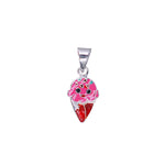 Load image into Gallery viewer, 925 Sterling Silver Pink Ice Cream Cone Stud Earrings & Pendant Set Girls - Taraash