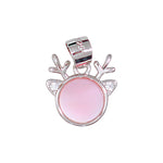 Load image into Gallery viewer, 925 Sterling Silver Pink Mother of Pearl Round Deer Pendant with Chain - Taraash
