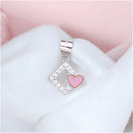 Load image into Gallery viewer, 925 Sterling Silver Pink Mother of Pearl Square Heart CZ Pendant for Women - Taraash