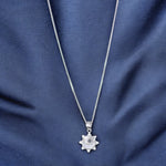 Load image into Gallery viewer, 925 Sterling Silver Pink Mother of Pearl Starburst Shaped Pendant with Chain - Taraash